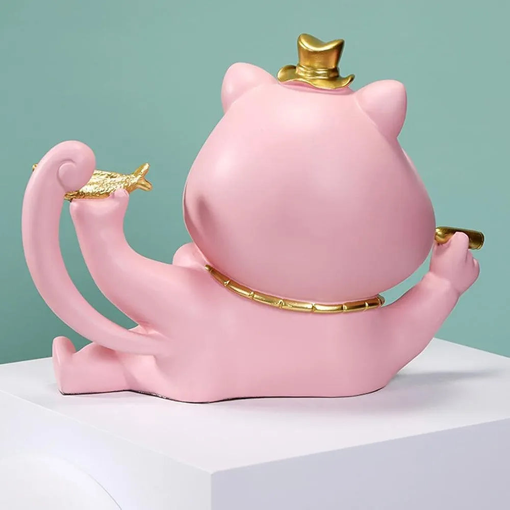 Resin Lucky Big Mouth Cats Storage Box