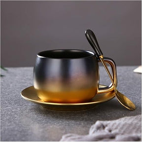 Gradient Golden Ceramic Coffee Cup