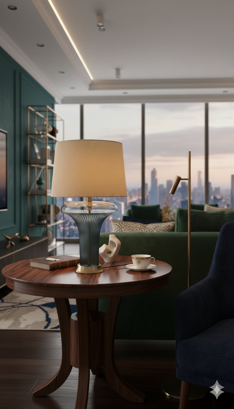 Tall Contemporary Drum Shade Lamp  ( Pair )