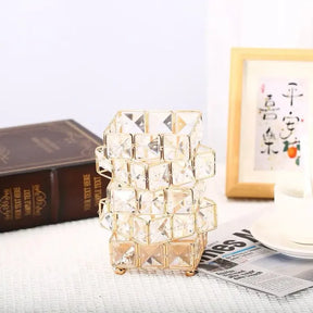 Golden Crystal Flower Vase Candle Holder