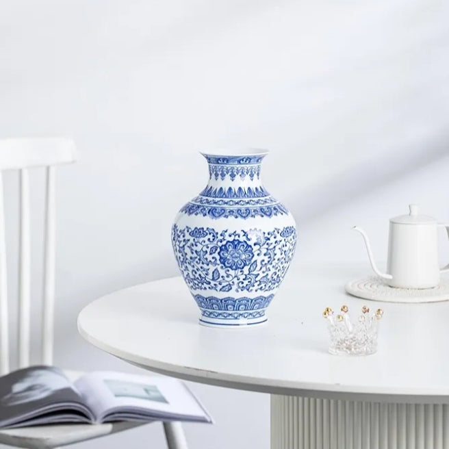 Blue and White Ginger Jar Vase