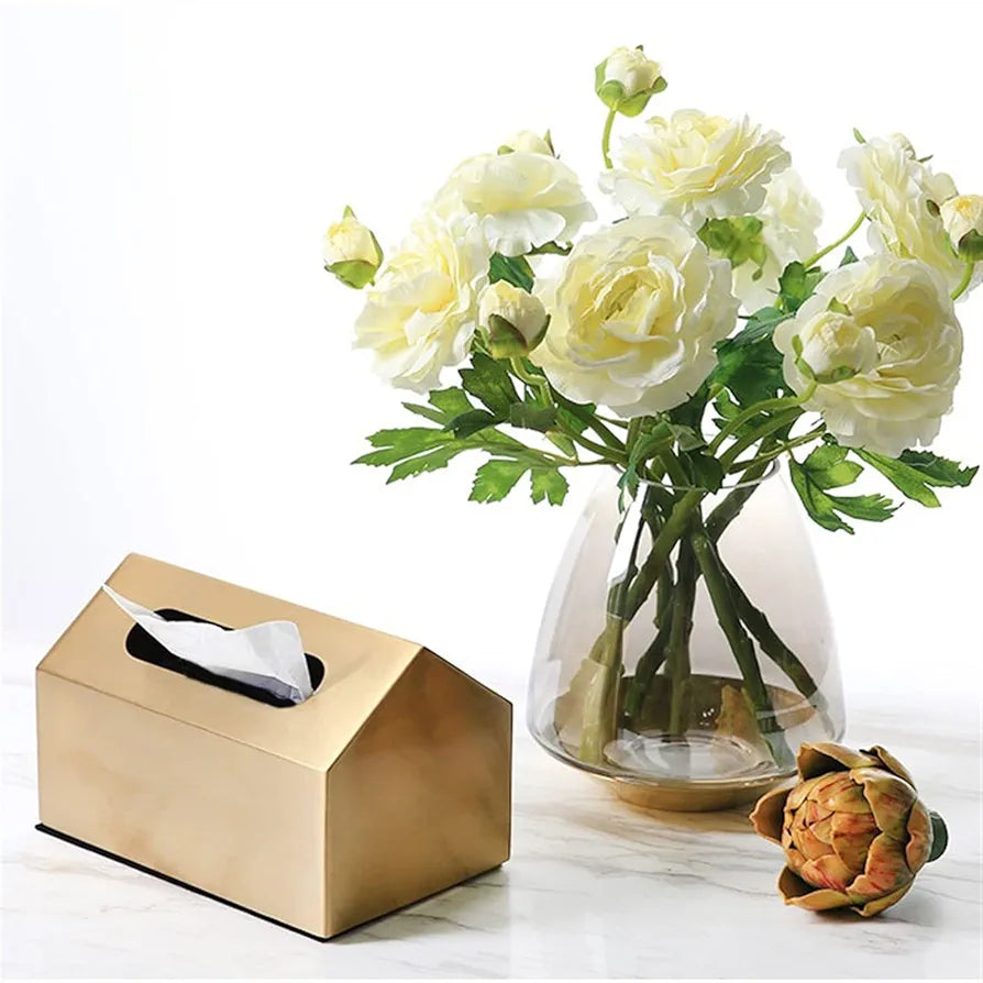 Gold Metal Tissue Box Cover
