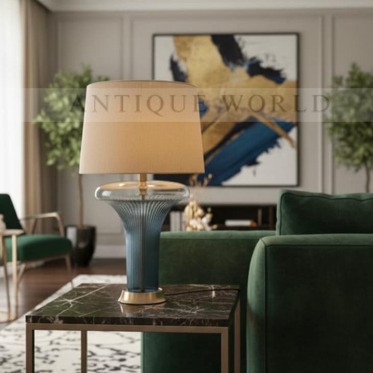 Tall Contemporary Drum Shade Lamp  ( Pair )