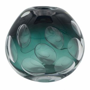 Oval Green Glass Vase
