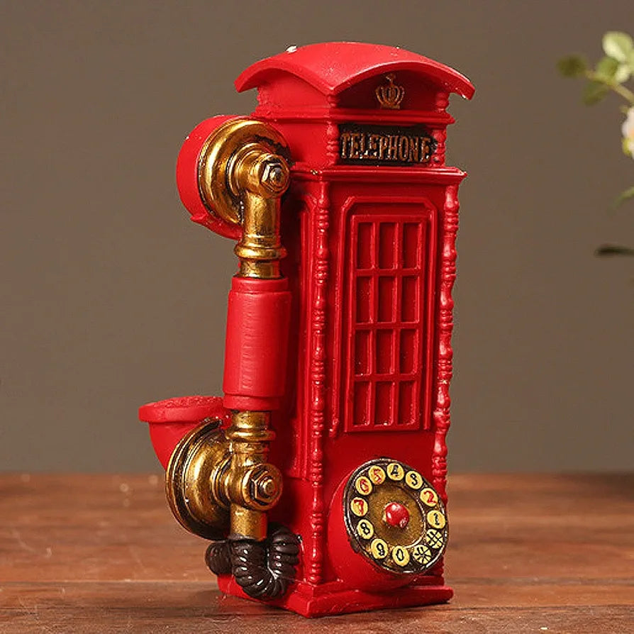 Resin Telephone Booth Desk Decoration for Tabletop