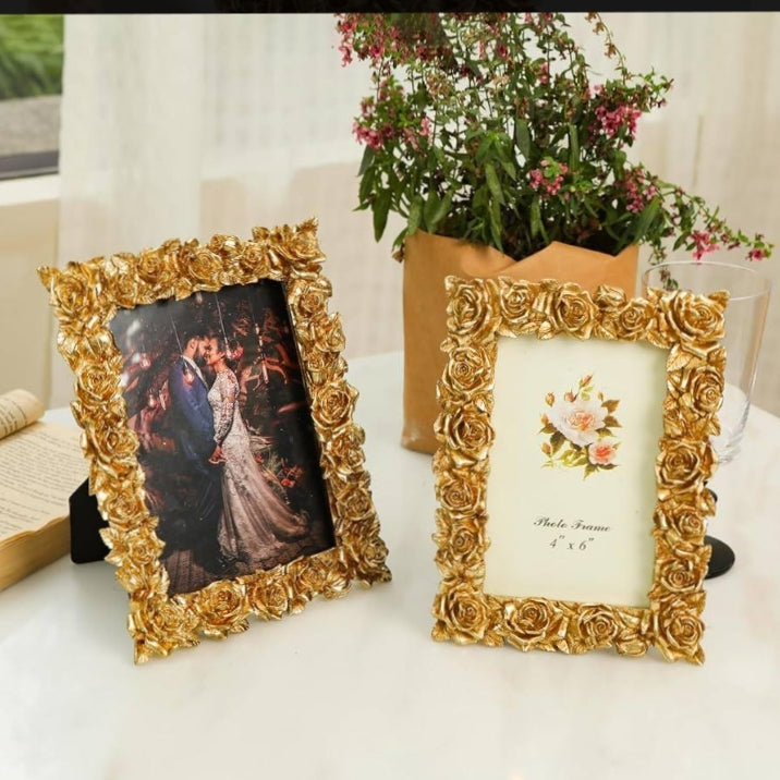 Gold Antique Roses Border Photo Frame