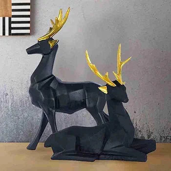 Black Resin Rein Deer ( Set of 2 )