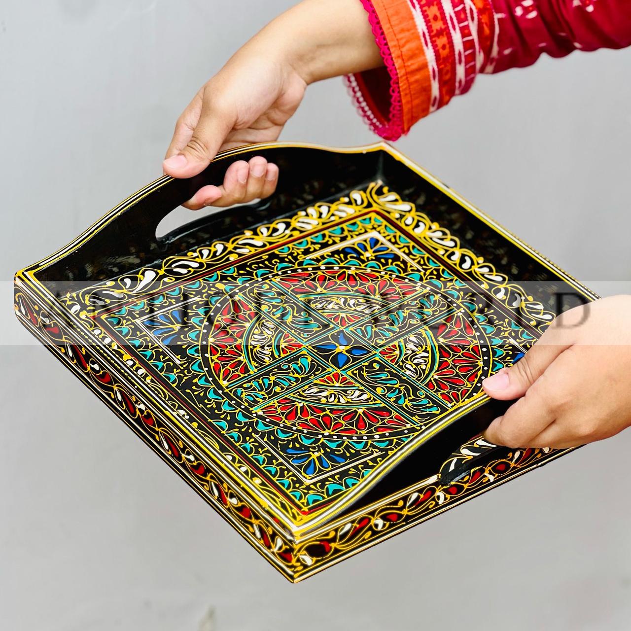 Traditional Naqshi Art Square Shaped  Serving Tray