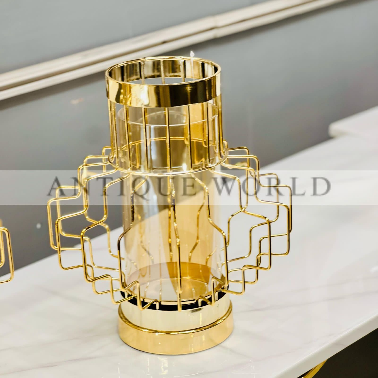 Gold Bamboo Glass Candle Stand
