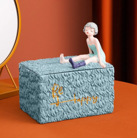 Resin Girl Tissue Box