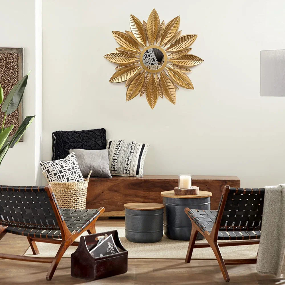 Golden Sunburst Wall Hanging Mirrors