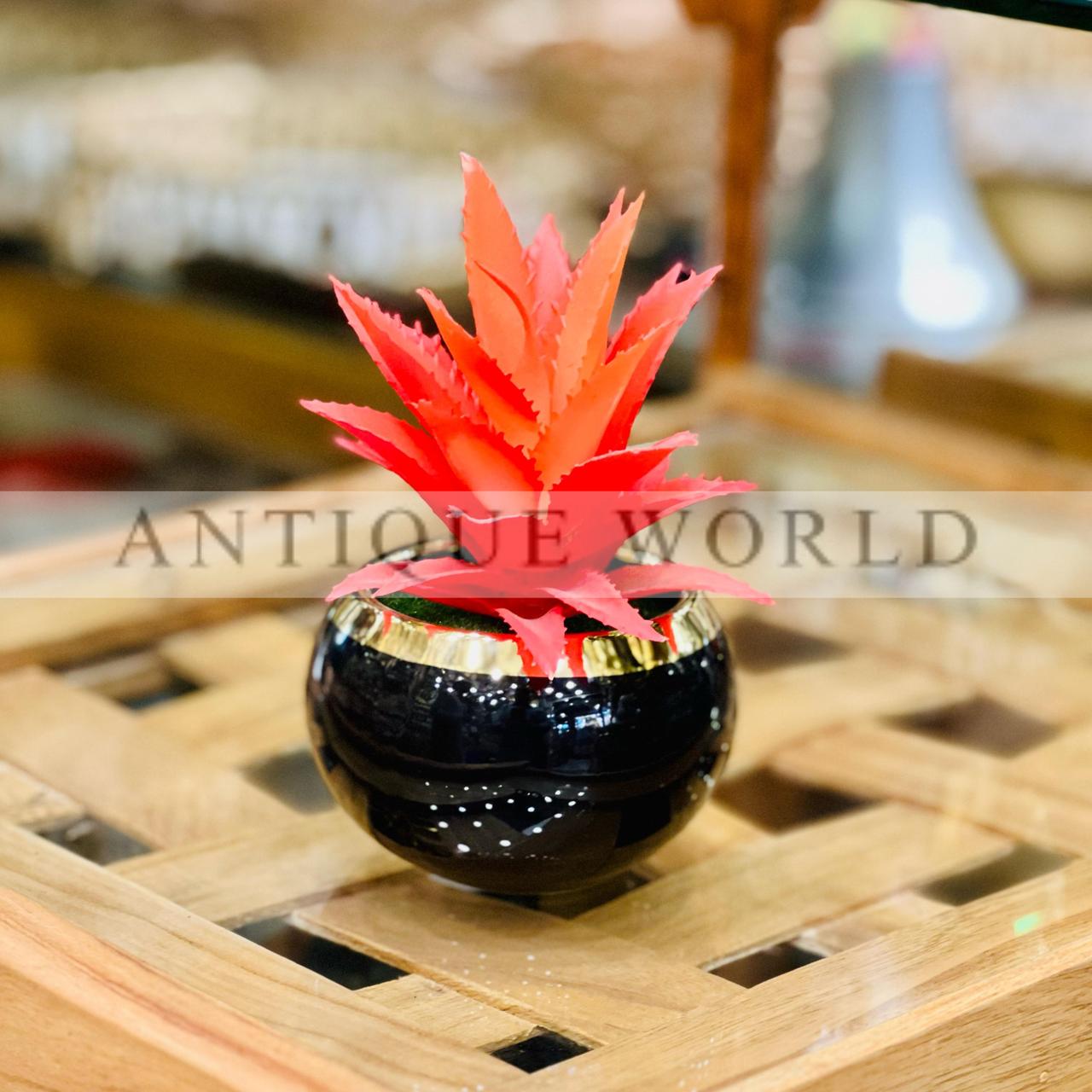 Artificial Reddish Plant with Ceramic Pot