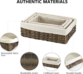 Handmade Large Wicker Storage Basket (4pc Set )