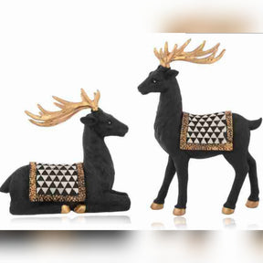 Decorative Black Color Deer Sculpture For Home Decoration Set of 2