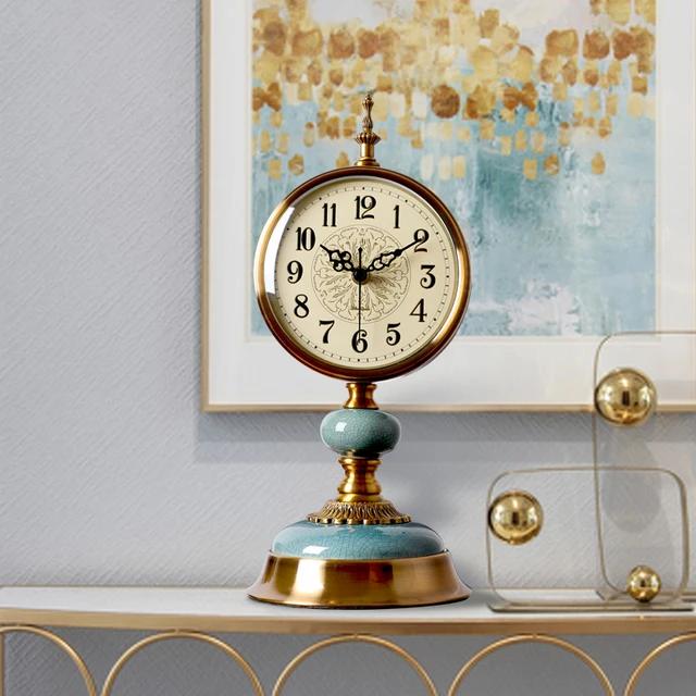 Metal Brass Gold Finish Table Clock