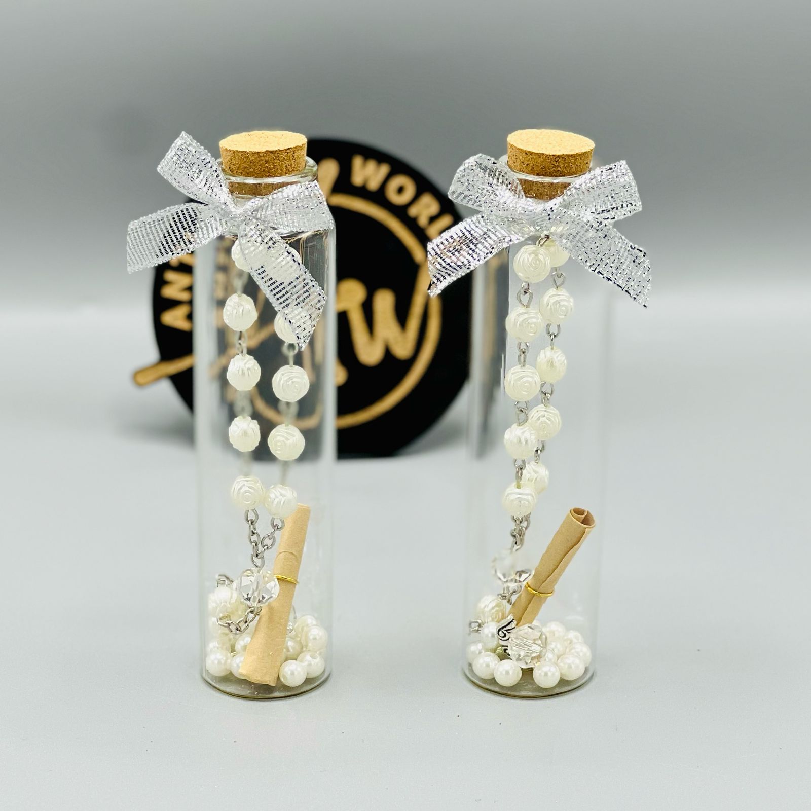 Charming Beaded Mini Msg Bottle ( Set of 2 )