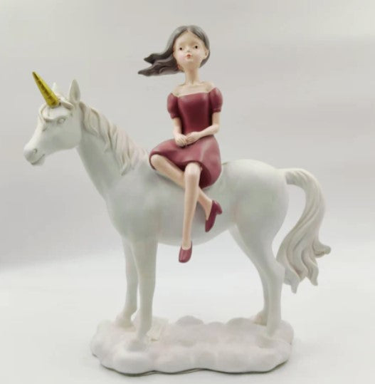 Polystone Unicorn Girl Showpiece