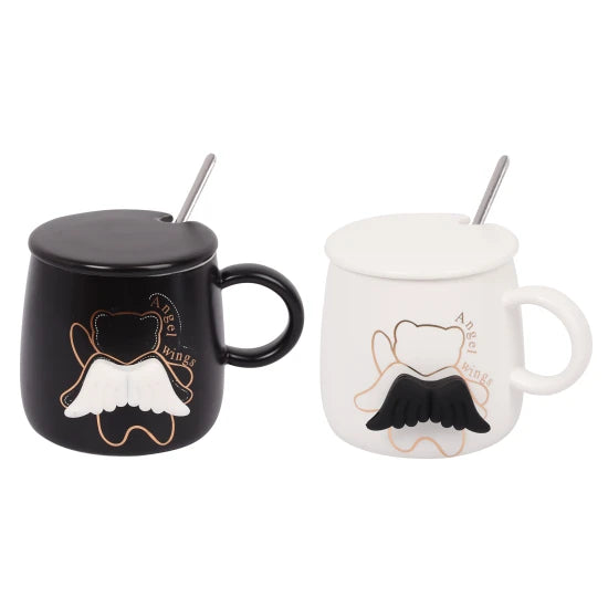 Ceramic Mug with Lid and Spoon "Angel",