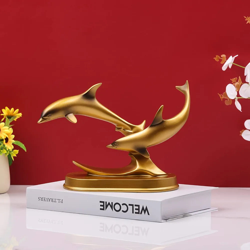 Gold Dolphin Model Statue