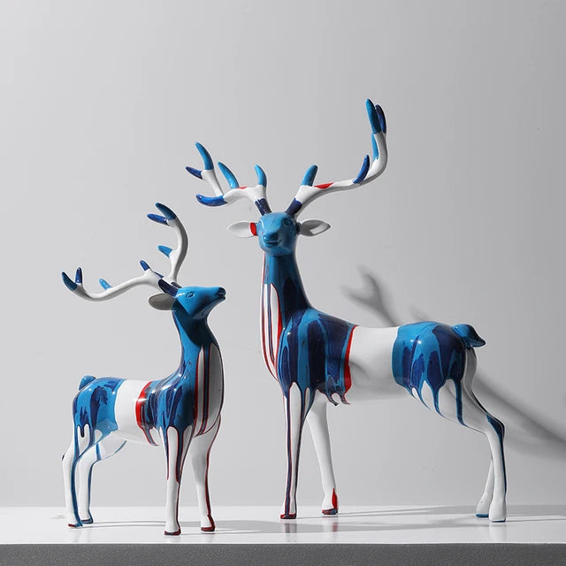 Bluish Textured Deer (Set Of 2)