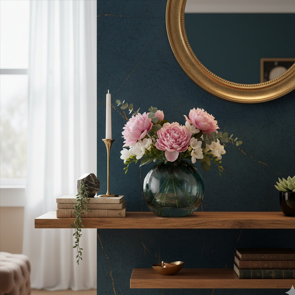 Oval Green Glass Vase