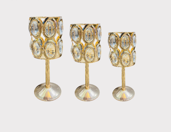 Crystal Candle Sticks Set Of 3