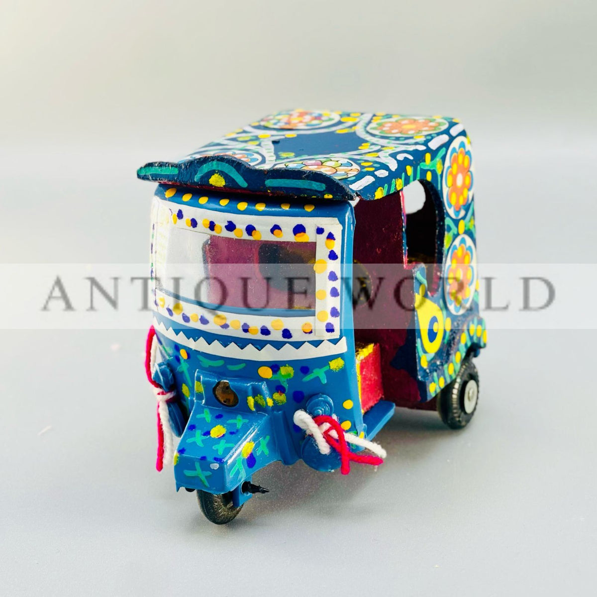 Hand Painted Miniature Rickshaw Model