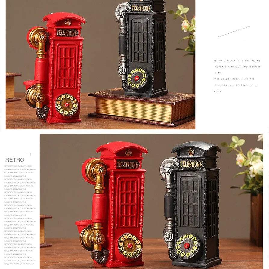 Resin Telephone Booth Desk Decoration for Tabletop