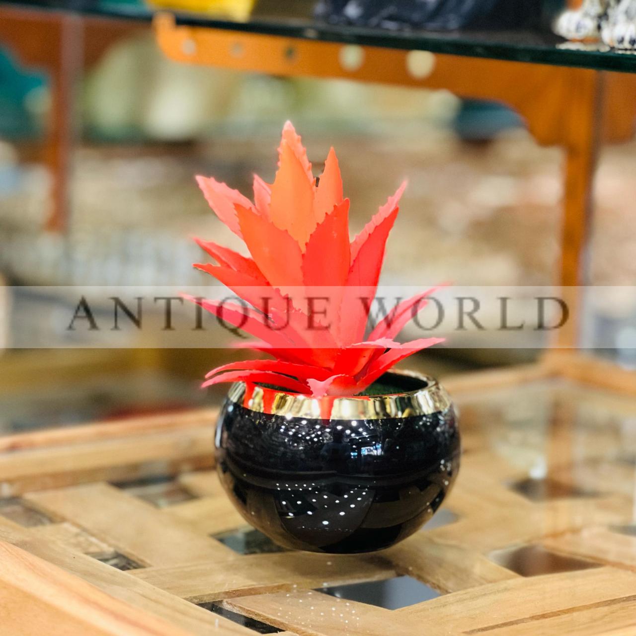 Artificial Reddish Plant with Ceramic Pot