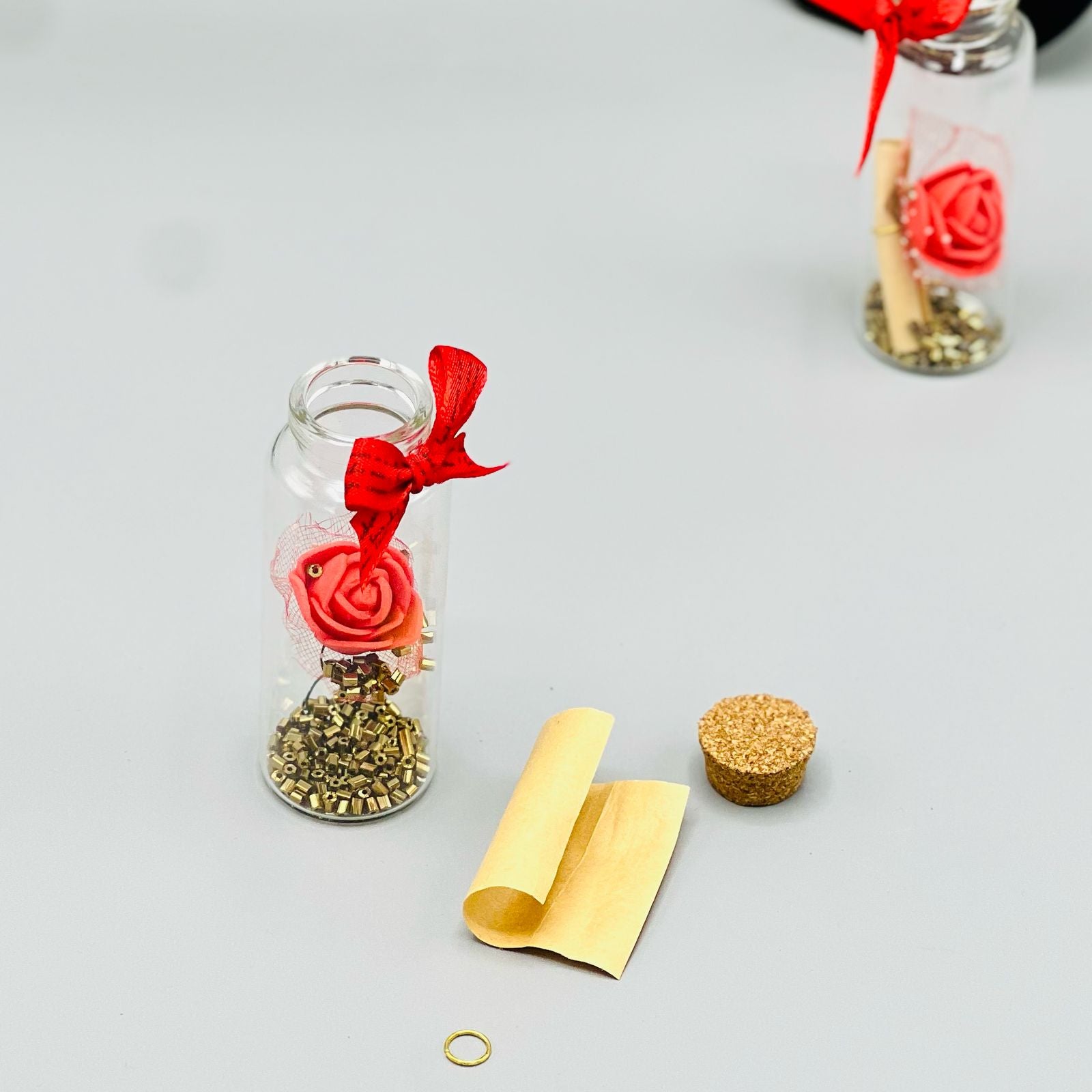 Rose Flower Secret Message Bottle ( Set of 2 )