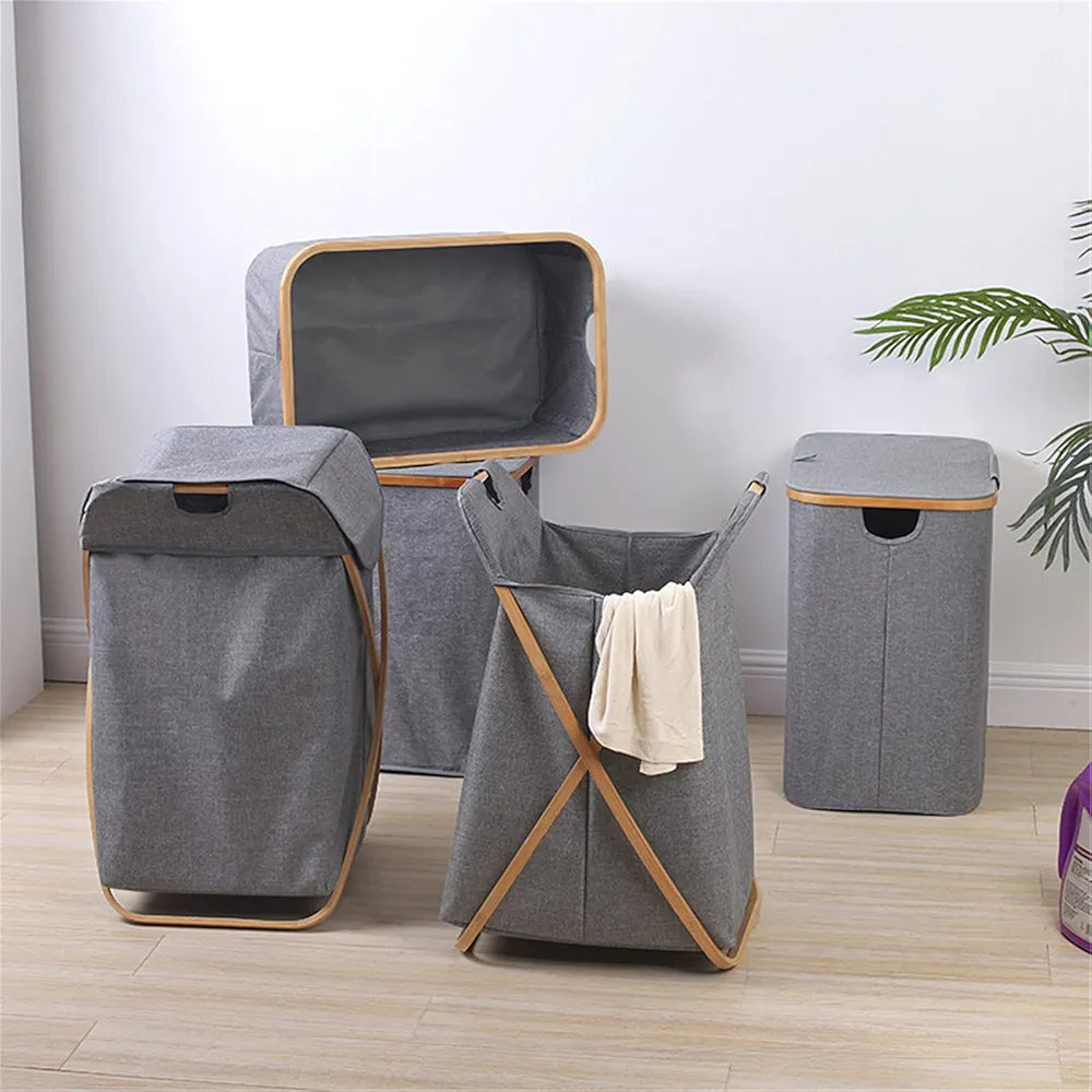 Laundry Basket with Bamboo