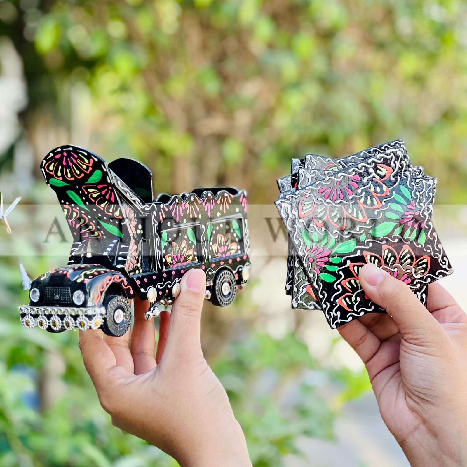 Coloured Truck Table Art Tea Coaster Decor