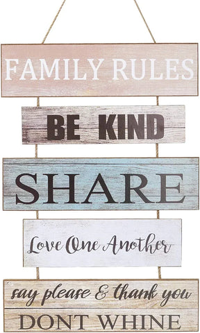 Rustic Wooden Family Rules Sign