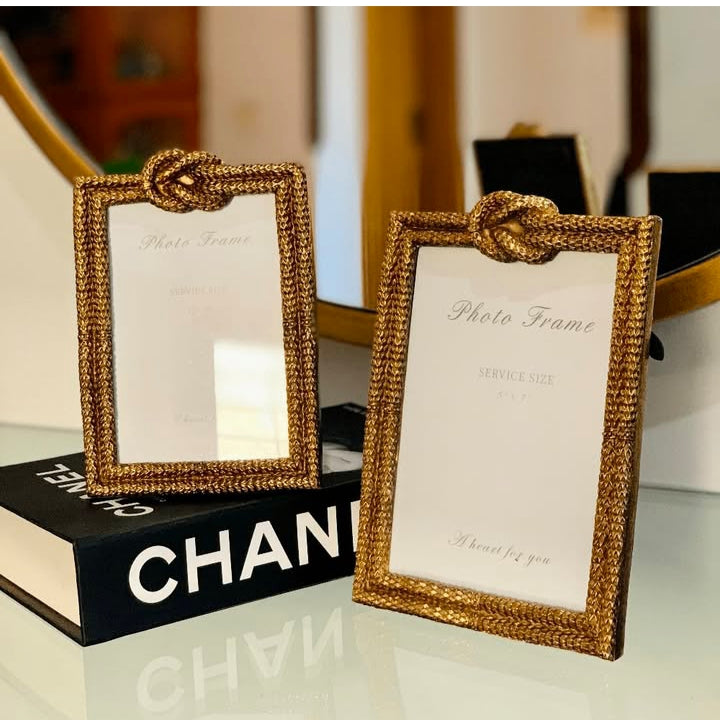 Rope Knot Design Photo Frame Decor  2 PC  Set