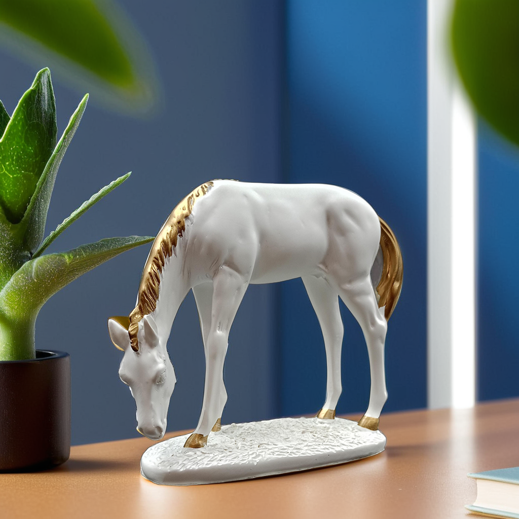 Polyresin White Horse Idol Statue
