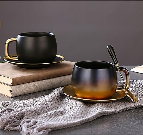 Gradient Golden Ceramic Coffee Cup