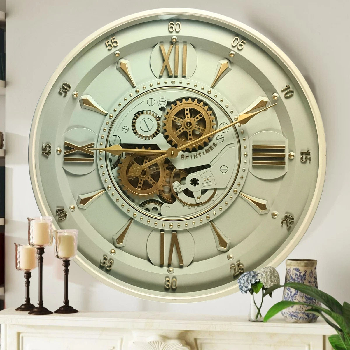 Gears Clock Ireland Line Wall Clock Round